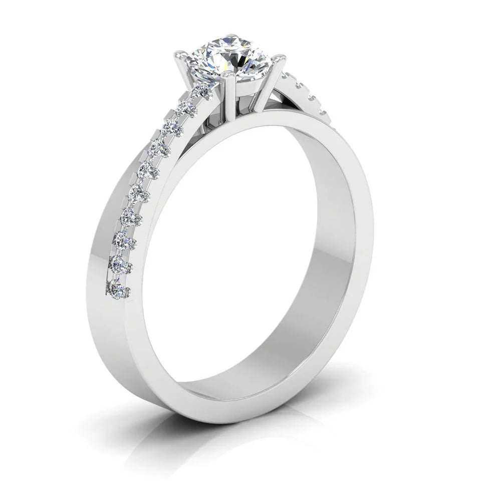 Double Layer Brilliant Cut Moissanite Engagement Ring