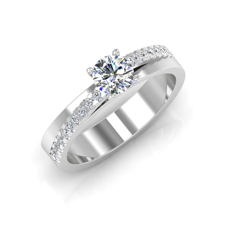 Double Layer Brilliant Cut Moissanite Engagement Ring