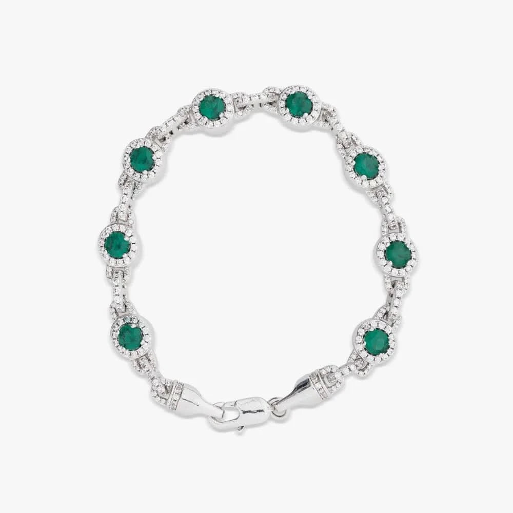 Four Leaf White Gold Moissanite Motif Bracelet