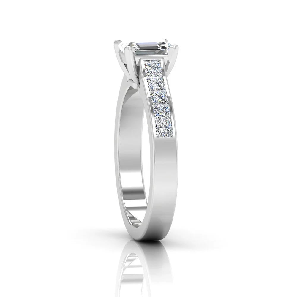 Invisible Set Asscher Cut Moissanite Engagement Ring