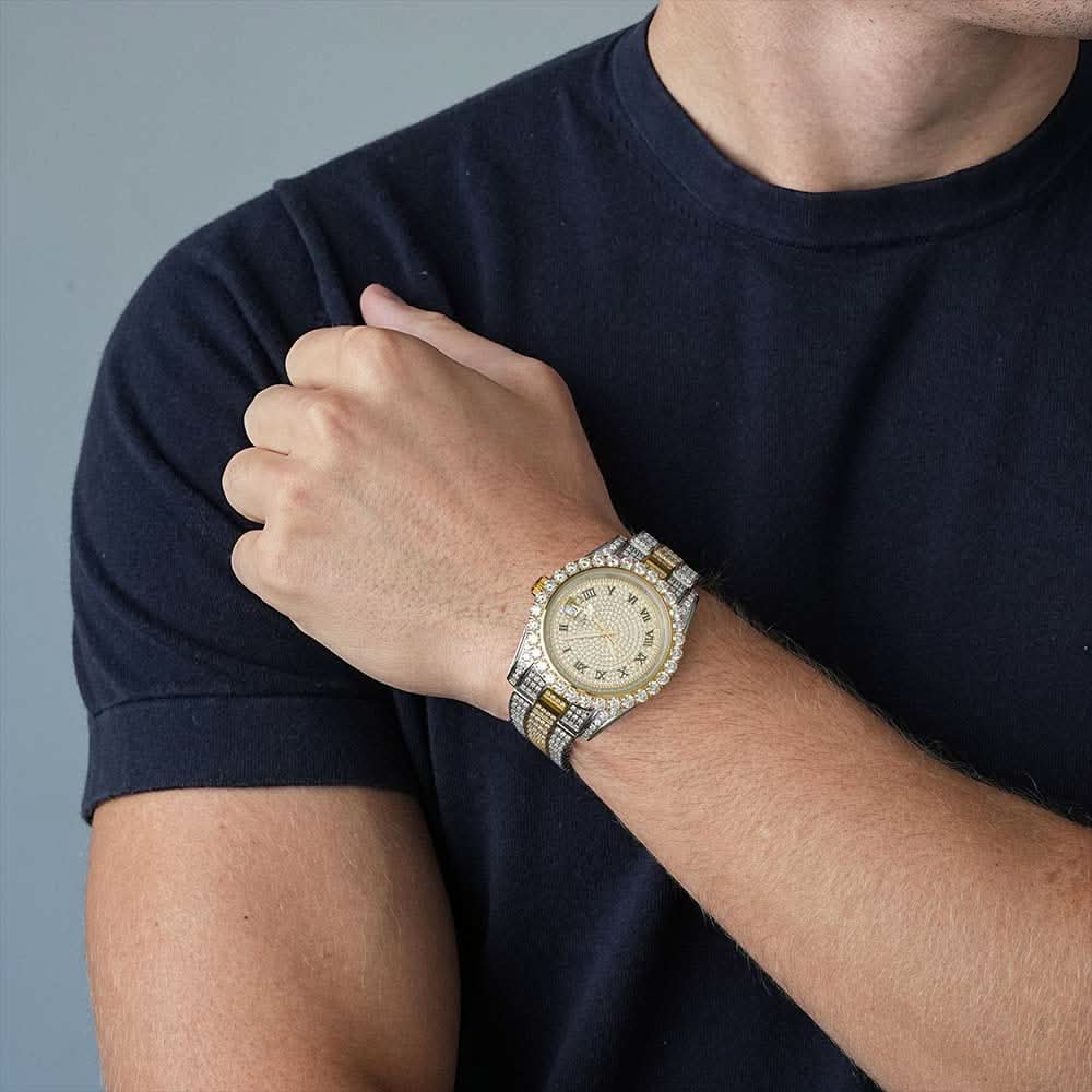 Moissanite Presidential Watch 14K Yellow Gold