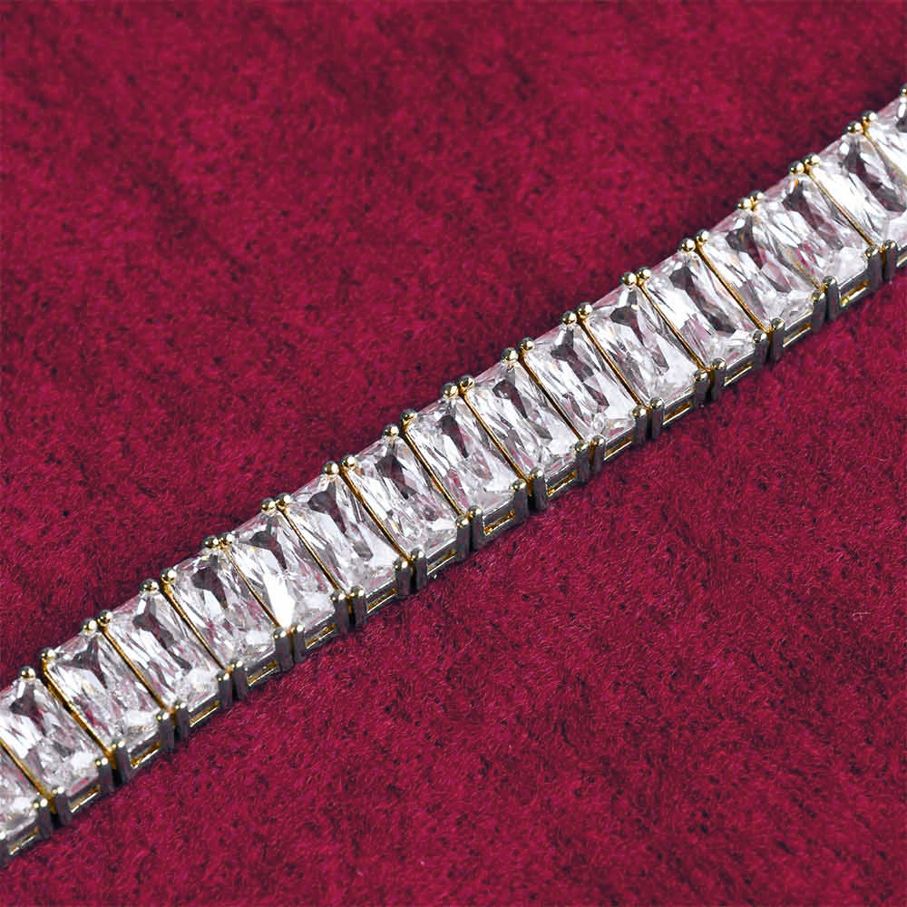 8MM Moissanite Baguette Tennis Bracelet 14K Gold