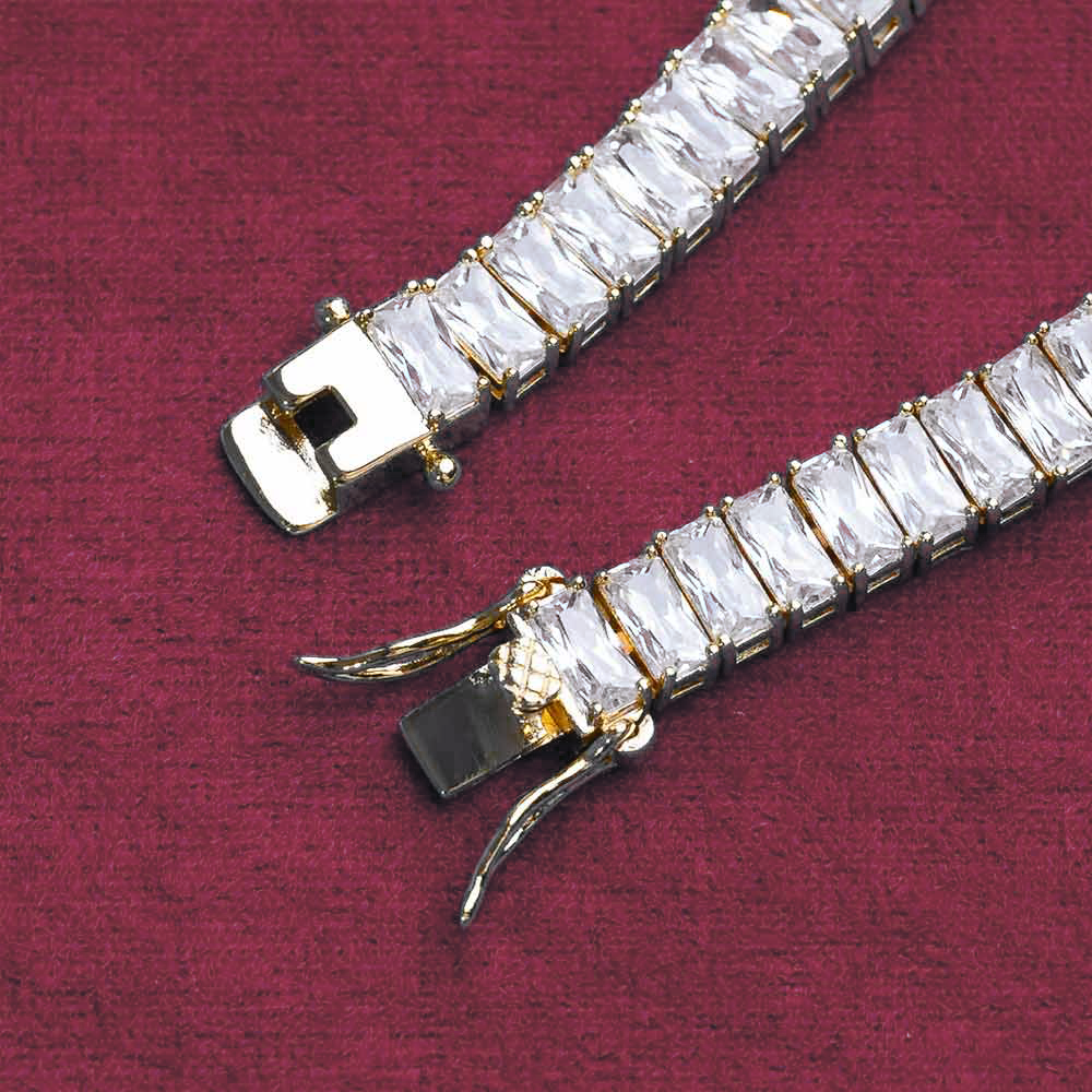 8MM Moissanite Baguette Tennis Bracelet 14K Gold