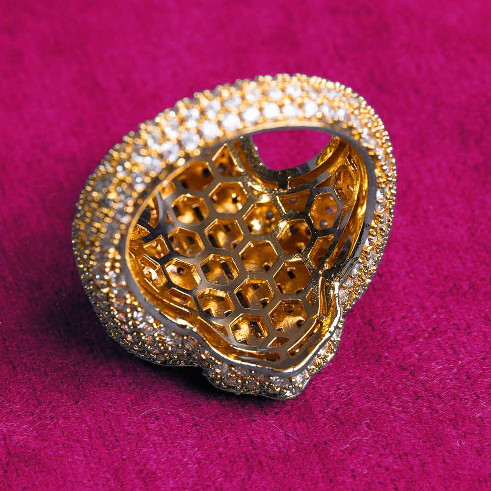Moissanite Fleur Cross Ring 14K Gold
