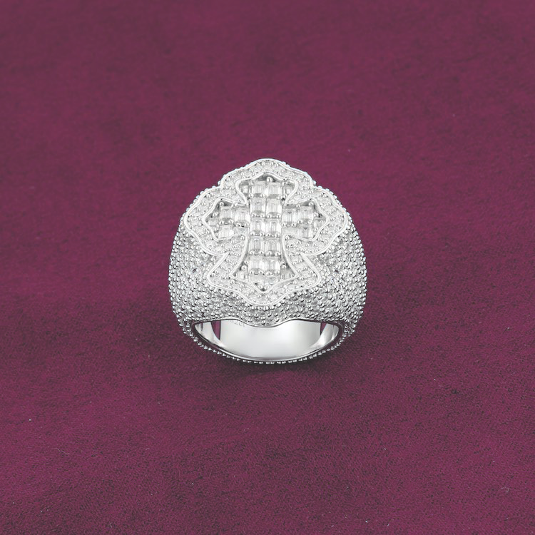 Moissanite Cross Ring 14K Gold