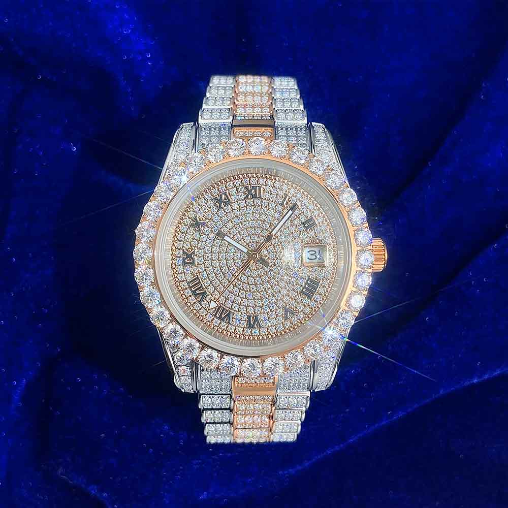 Moissanite Presidential Watch 14K Rose Gold