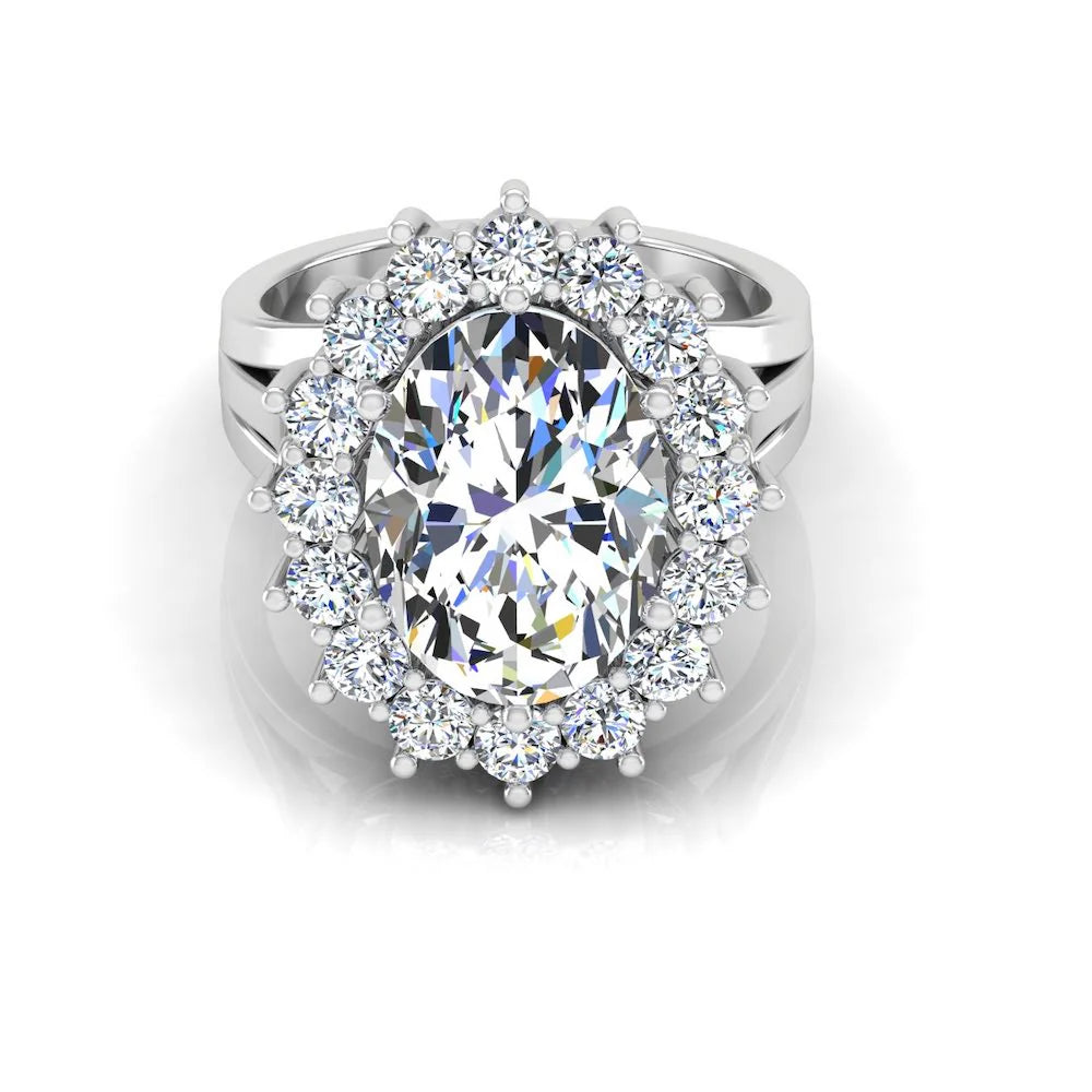 Oval Halo Moissanite Engagement Ring