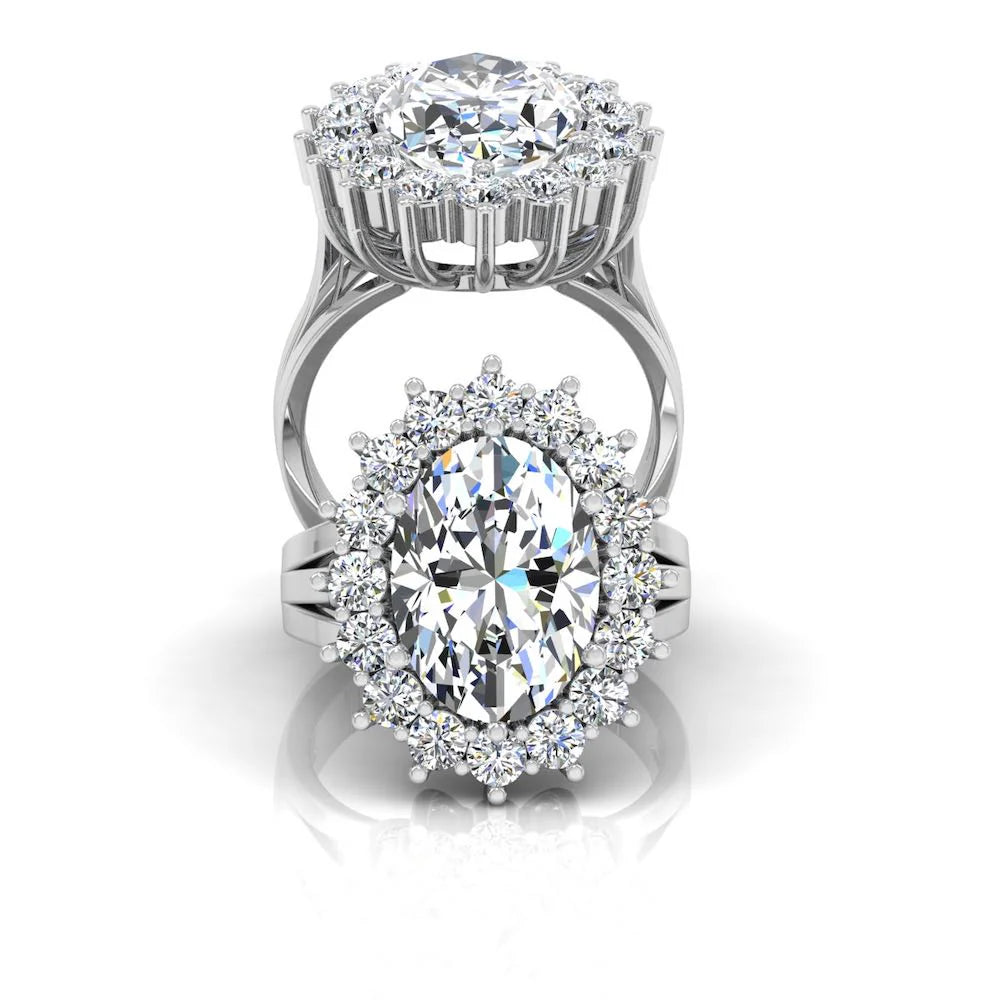 Oval Halo Moissanite Engagement Ring