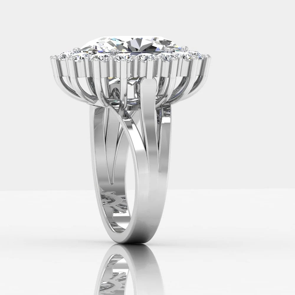 Oval Halo Moissanite Engagement Ring