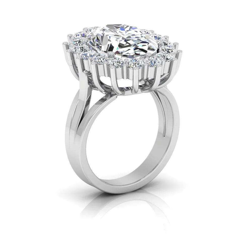 Oval Halo Moissanite Engagement Ring