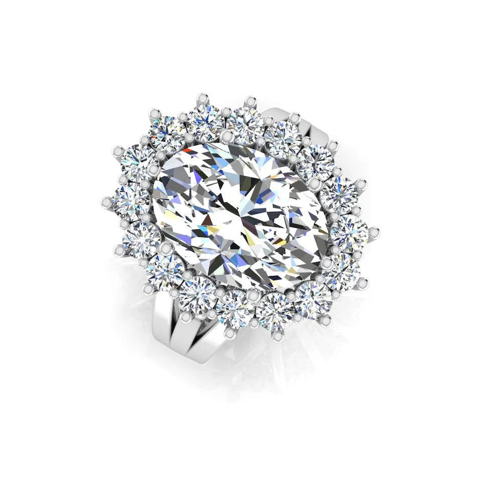 Oval Halo Moissanite Engagement Ring