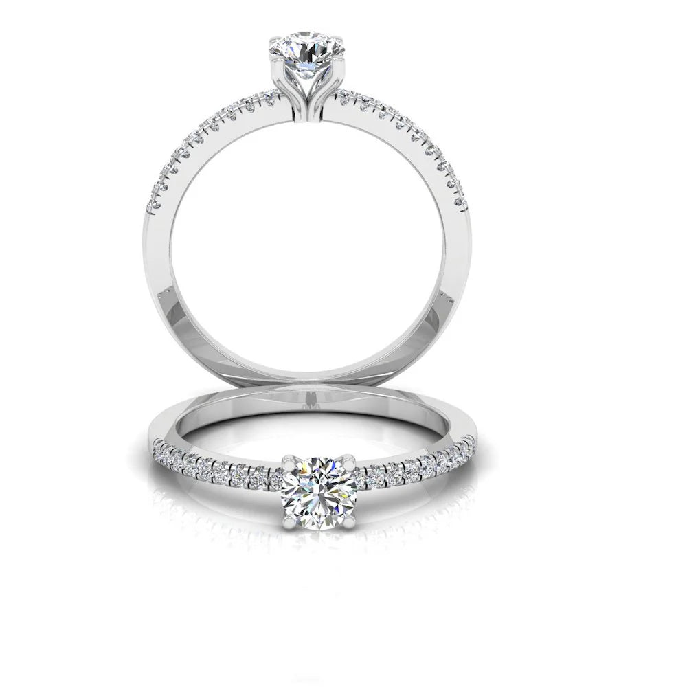 Petite Brilliant Cut Moissanite Engagement Rin