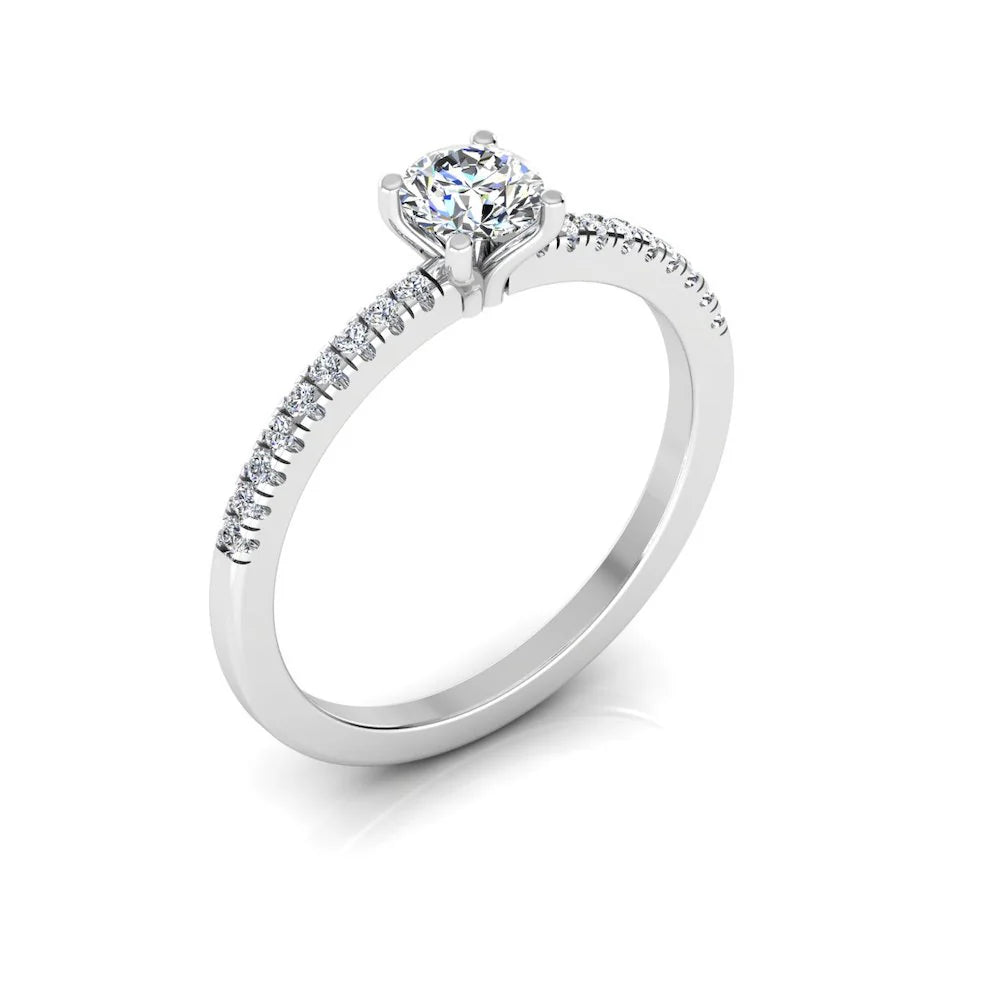 Petite Brilliant Cut Moissanite Engagement Rin