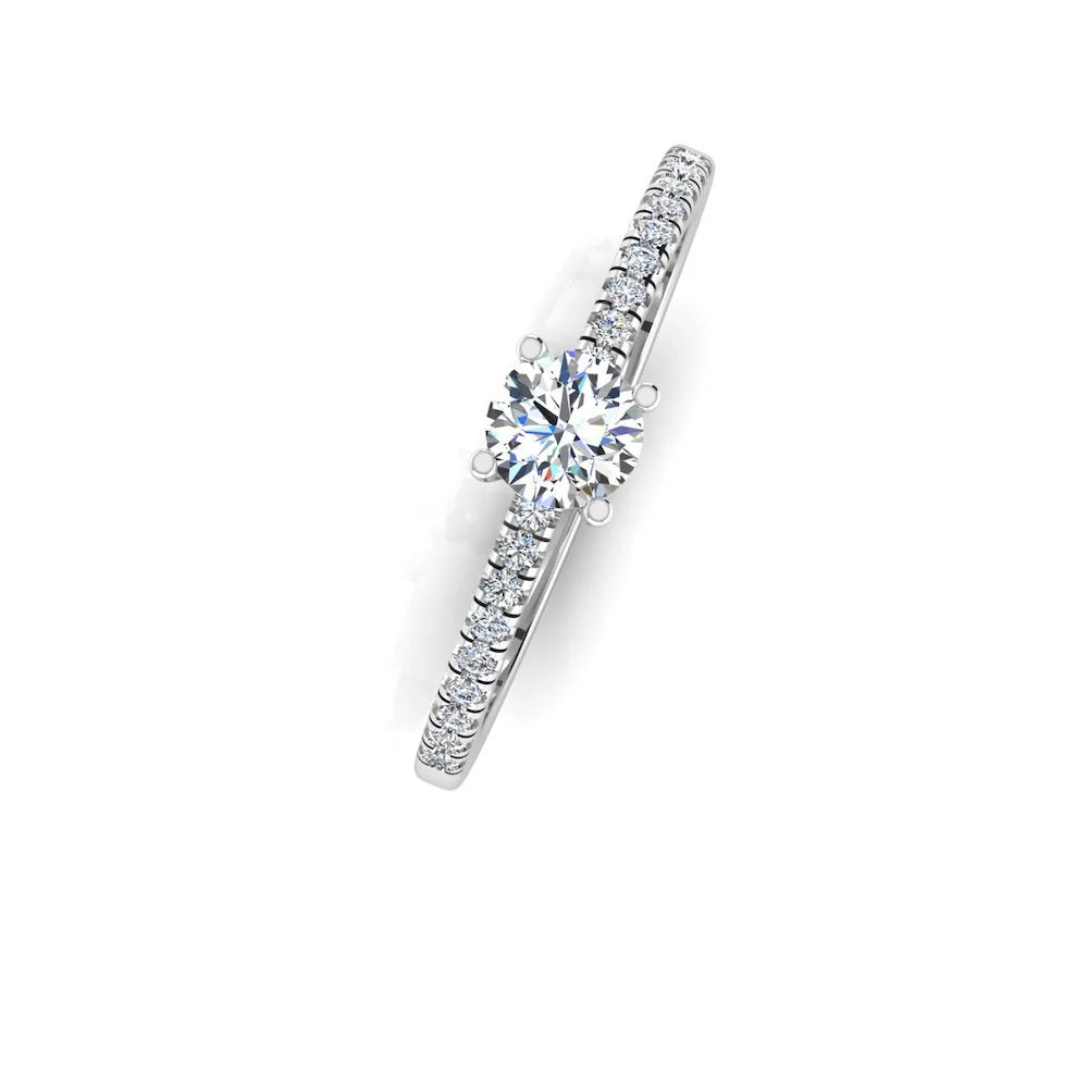 Petite Brilliant Cut Moissanite Engagement Rin