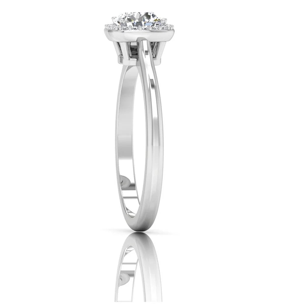 Petite Halo Brilliant Cut Moissanite Engagement Ring