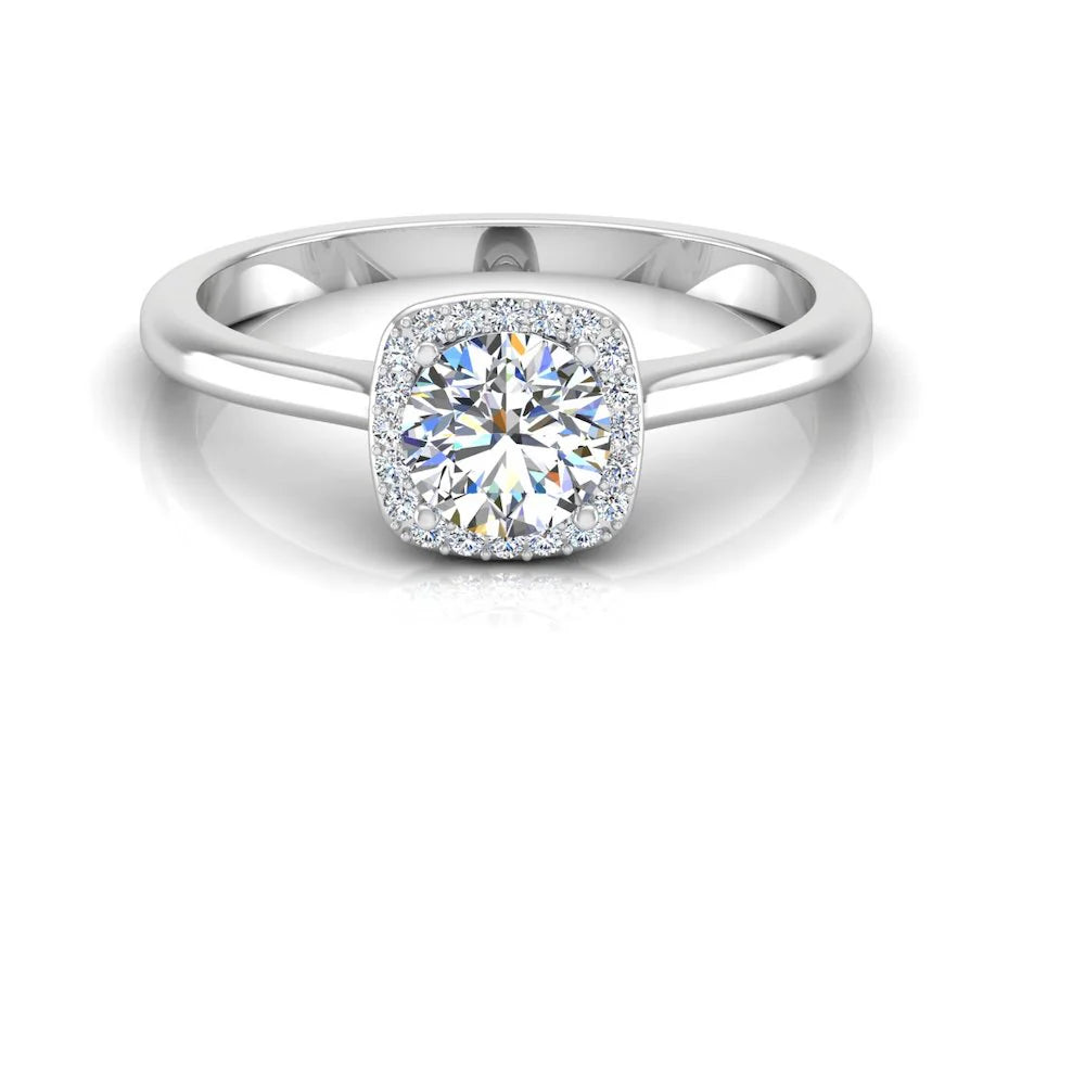 Petite Halo Brilliant Cut Moissanite Engagement Ring