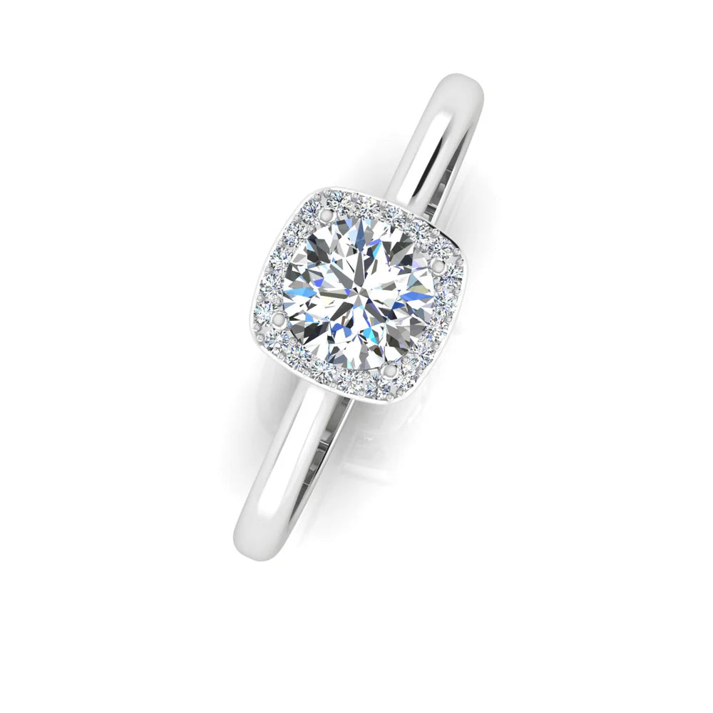 Petite Halo Brilliant Cut Moissanite Engagement Ring