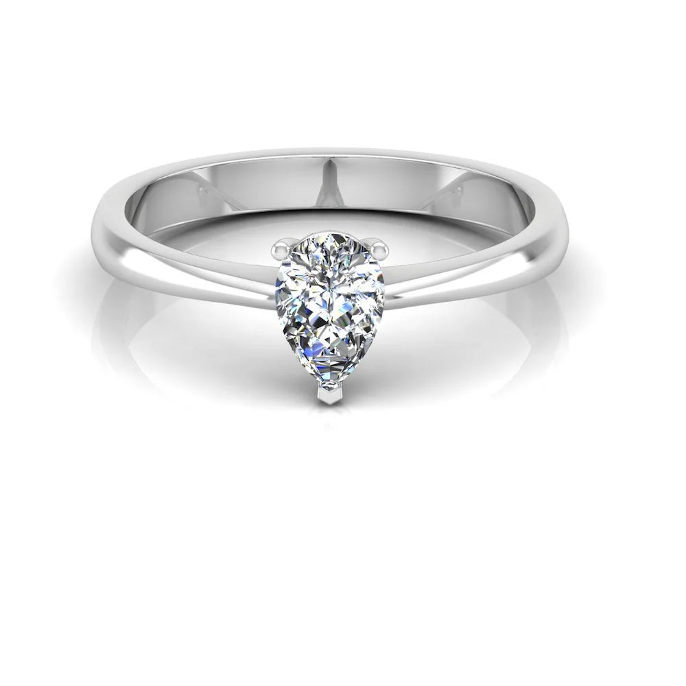 Petite Pear Solitaire Moissanite Engagement Ring