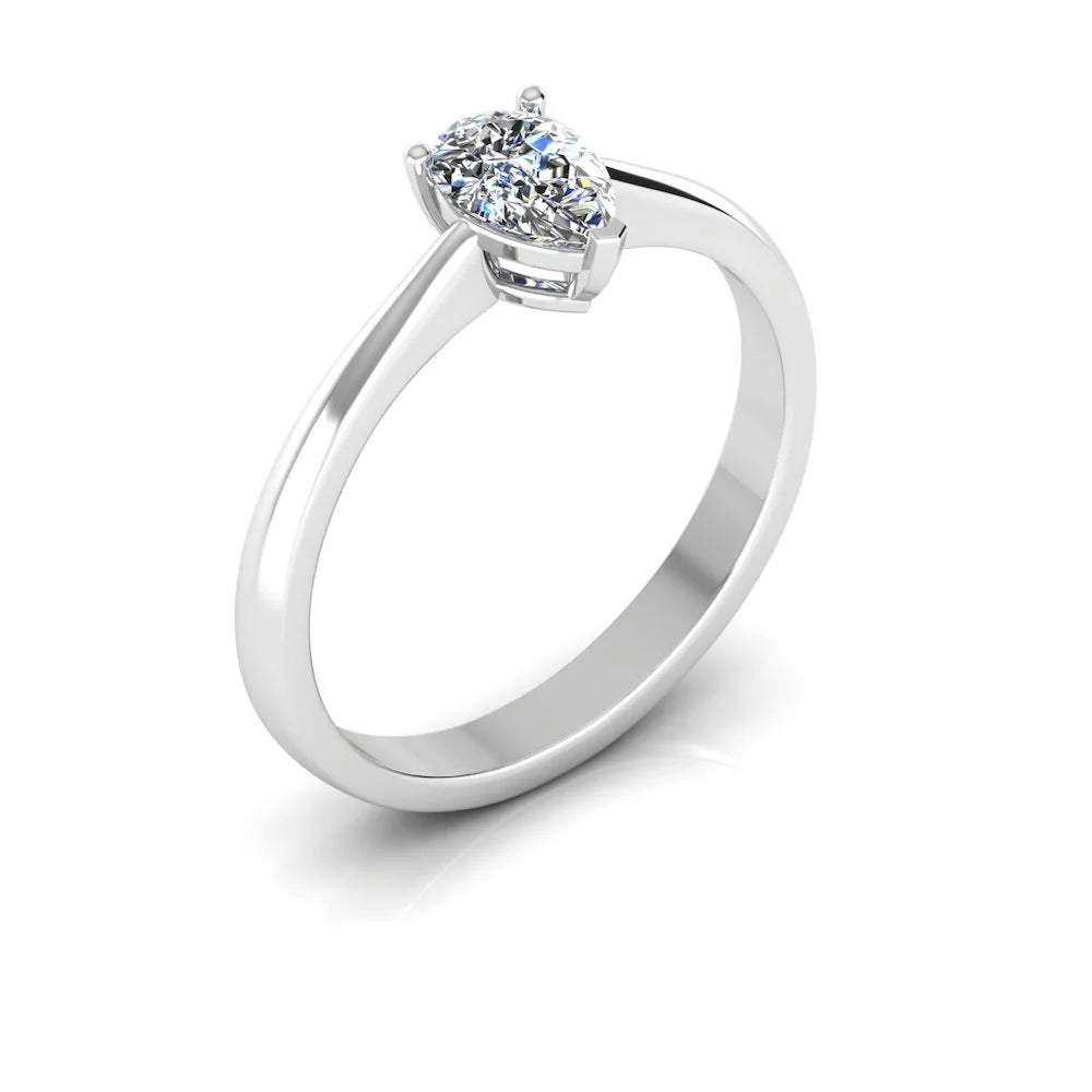 Petite Pear Solitaire Moissanite Engagement Ring