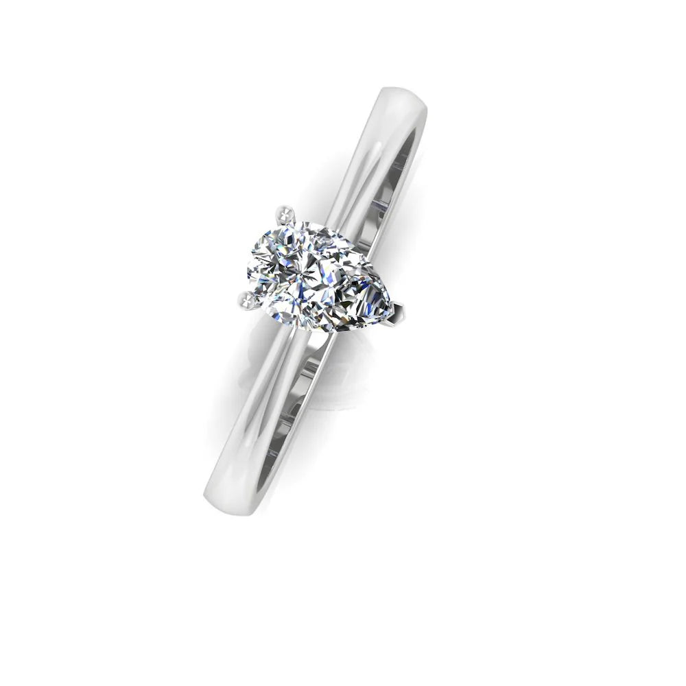 Petite Pear Solitaire Moissanite Engagement Ring