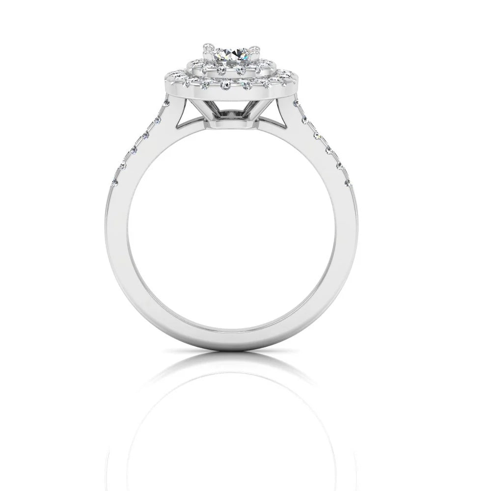 Petite Round Brilliant Double Halo Moissanite Engagement Ring