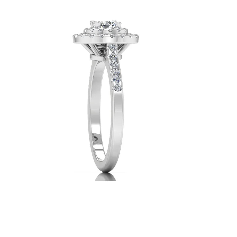 Petite Round Brilliant Double Halo Moissanite Engagement Ring