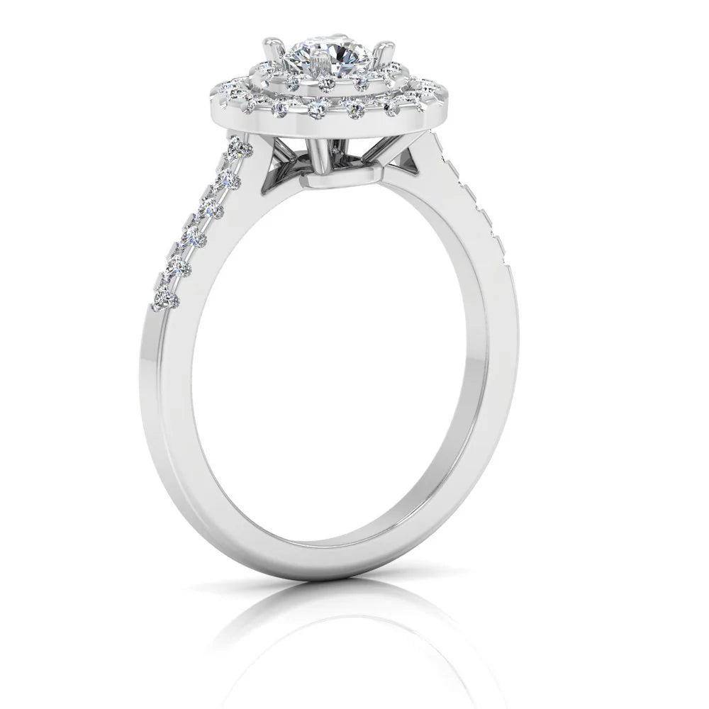 Petite Round Brilliant Double Halo Moissanite Engagement Ring
