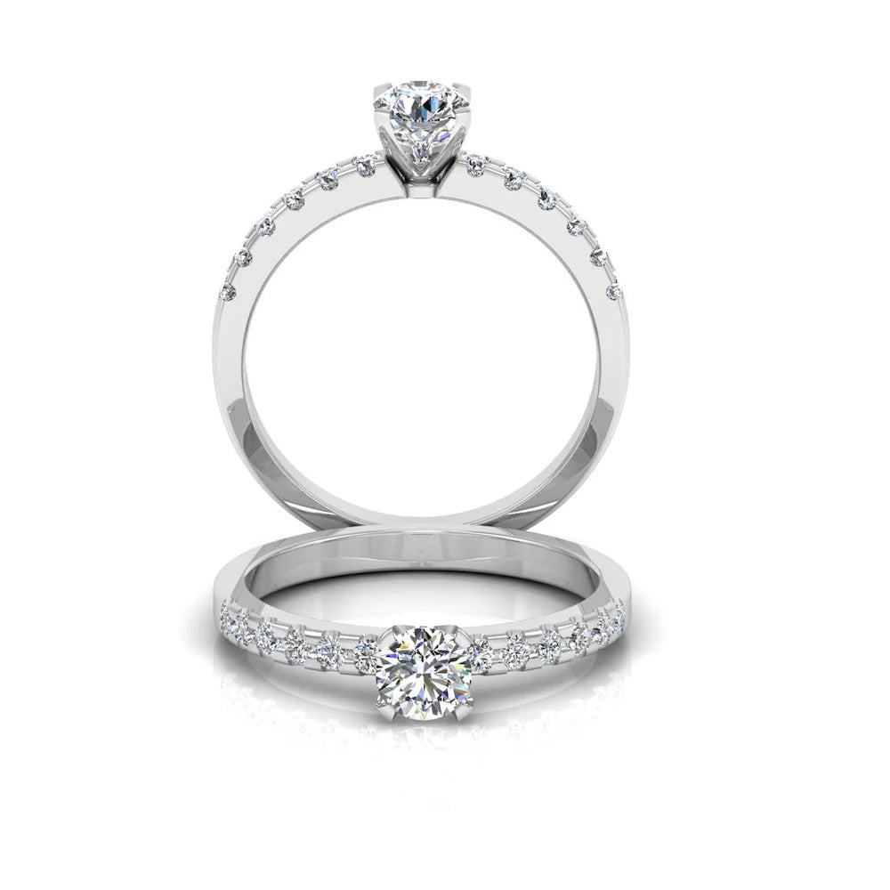 Petite Round Brilliant Moissanite Engagement Ring