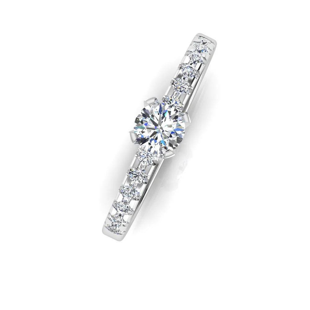 Petite Round Brilliant Moissanite Engagement Ring