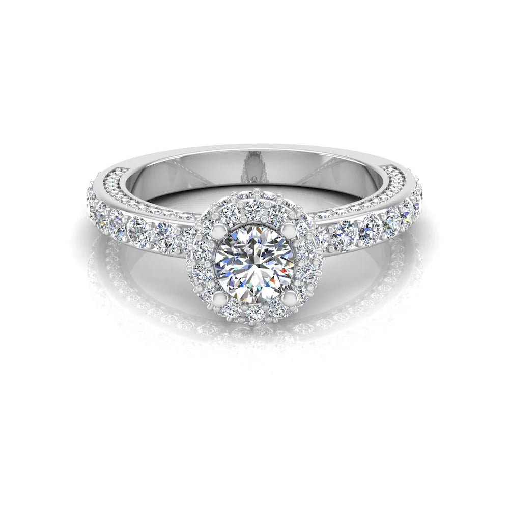 Petite Round Moissanite Halo Engagement Ring
