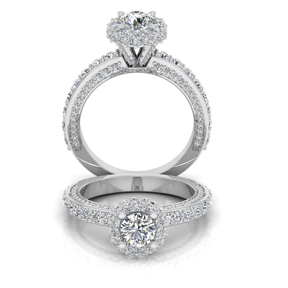 Petite Round Moissanite Halo Engagement Ring