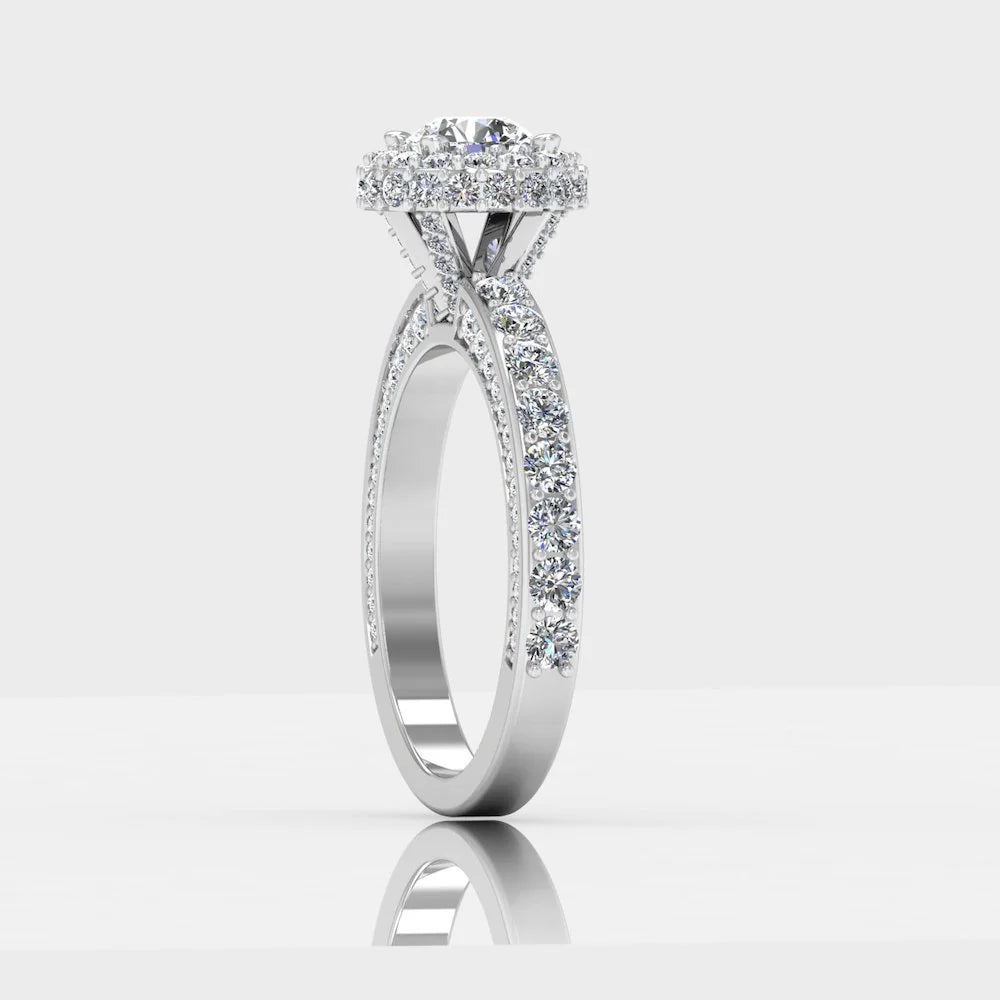 Petite Round Moissanite Halo Engagement Ring