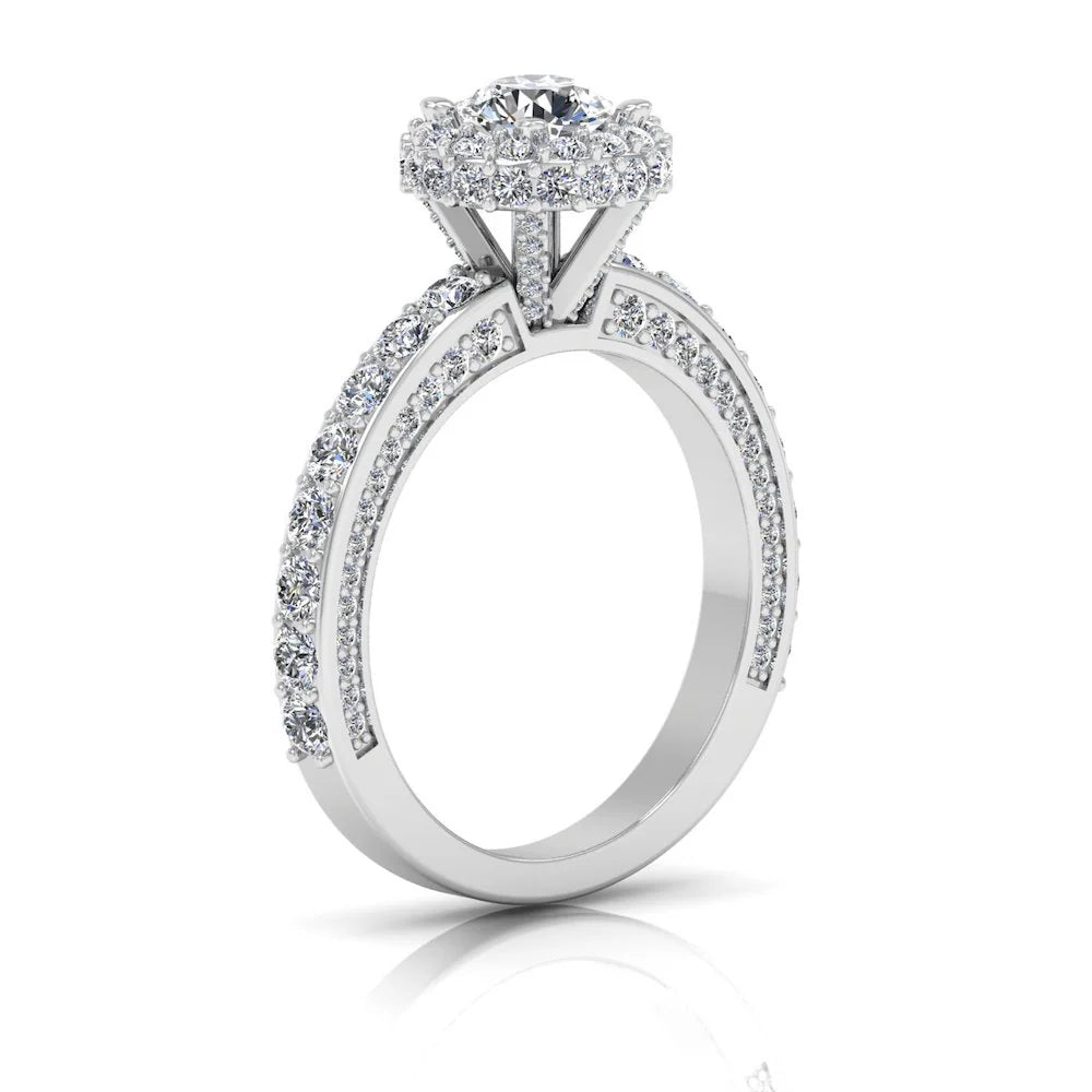 Petite Round Moissanite Halo Engagement Ring