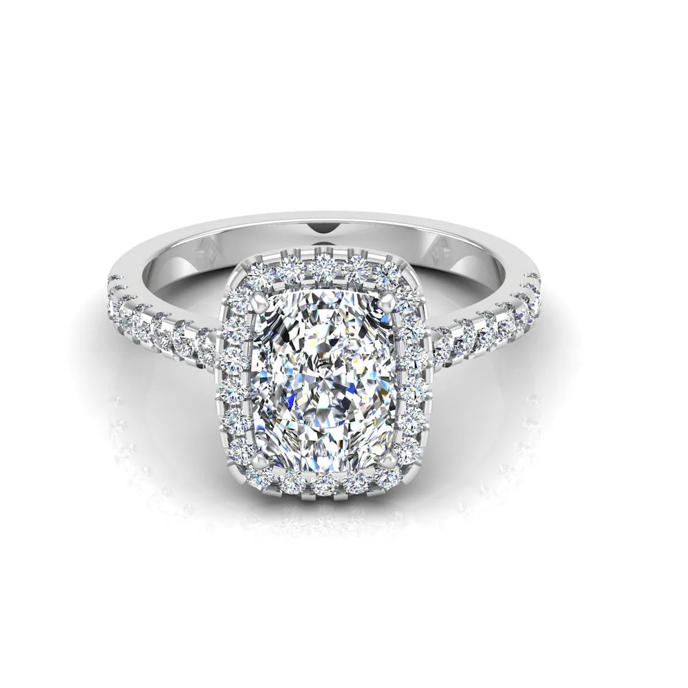 Rectangular Cushion Moissanite Halo Engagement Ring