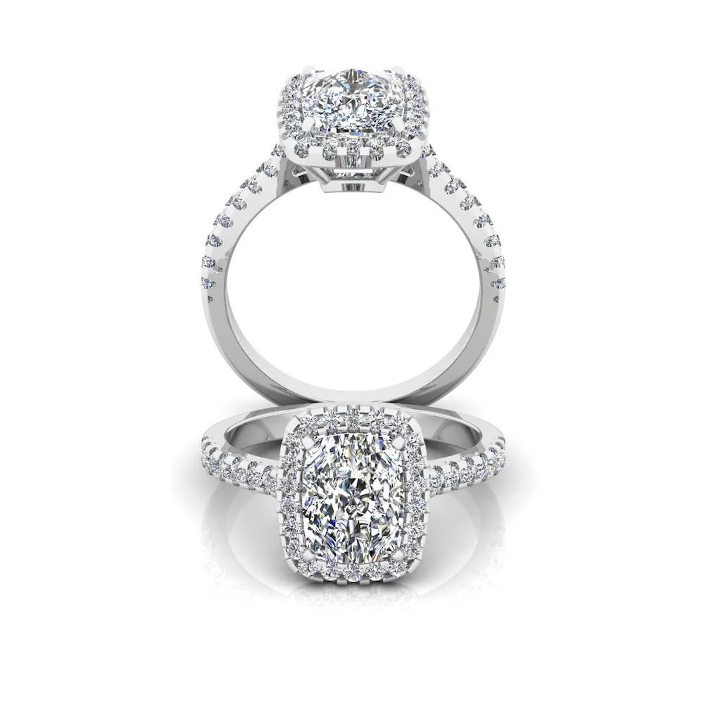 Rectangular Cushion Moissanite Halo Engagement Ring