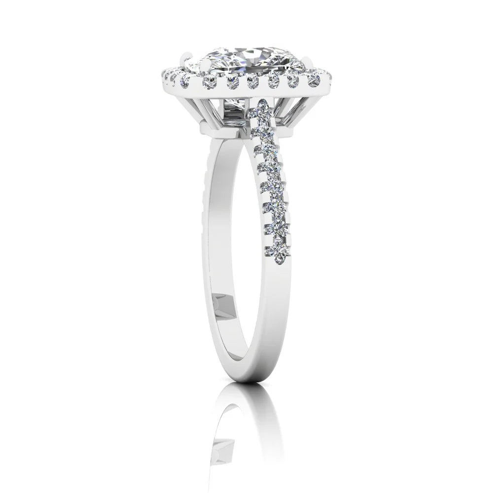 Rectangular Cushion Moissanite Halo Engagement Ring