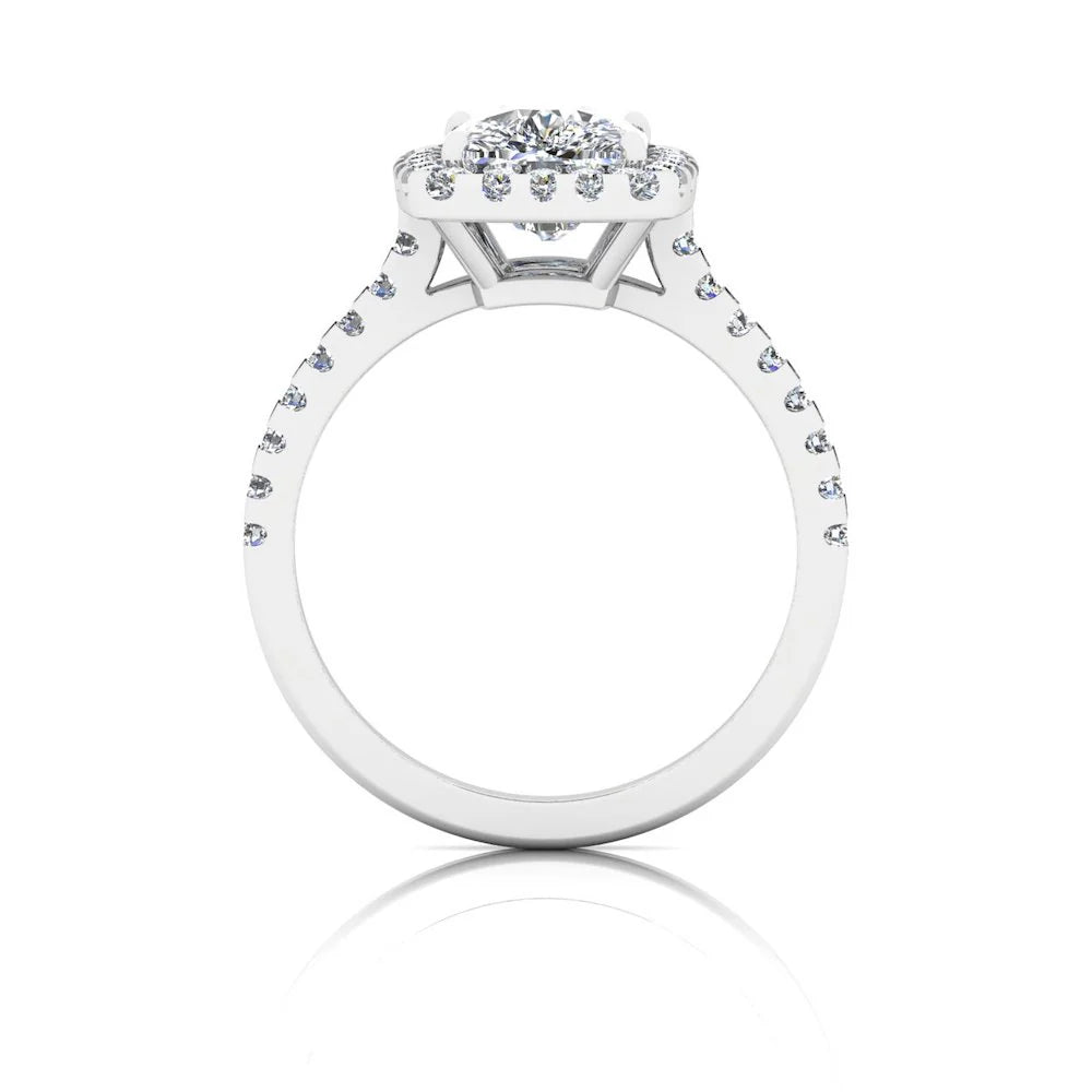 Rectangular Cushion Moissanite Halo Engagement Ring