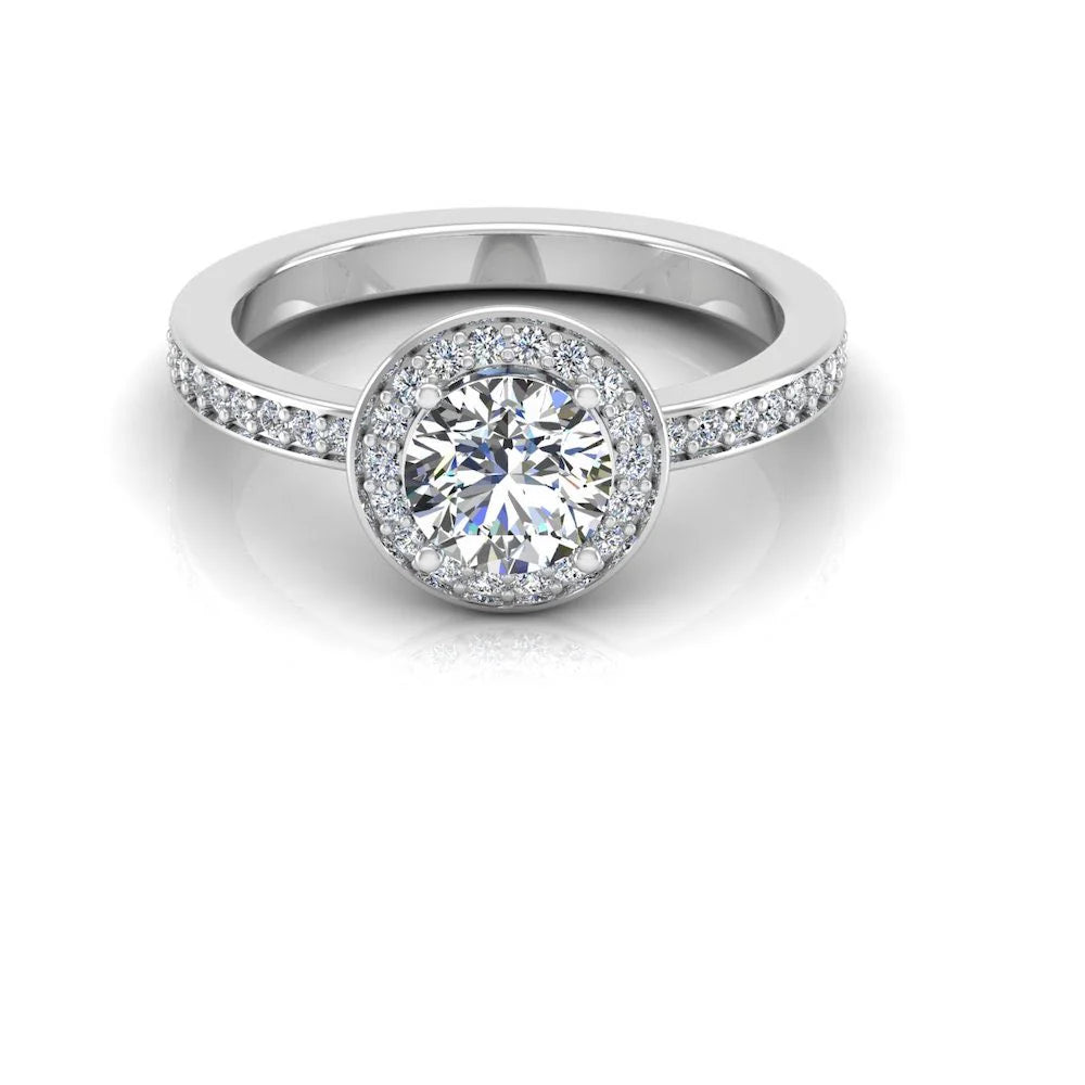 Round Halo Channel Set Moissanite Engagement Ring