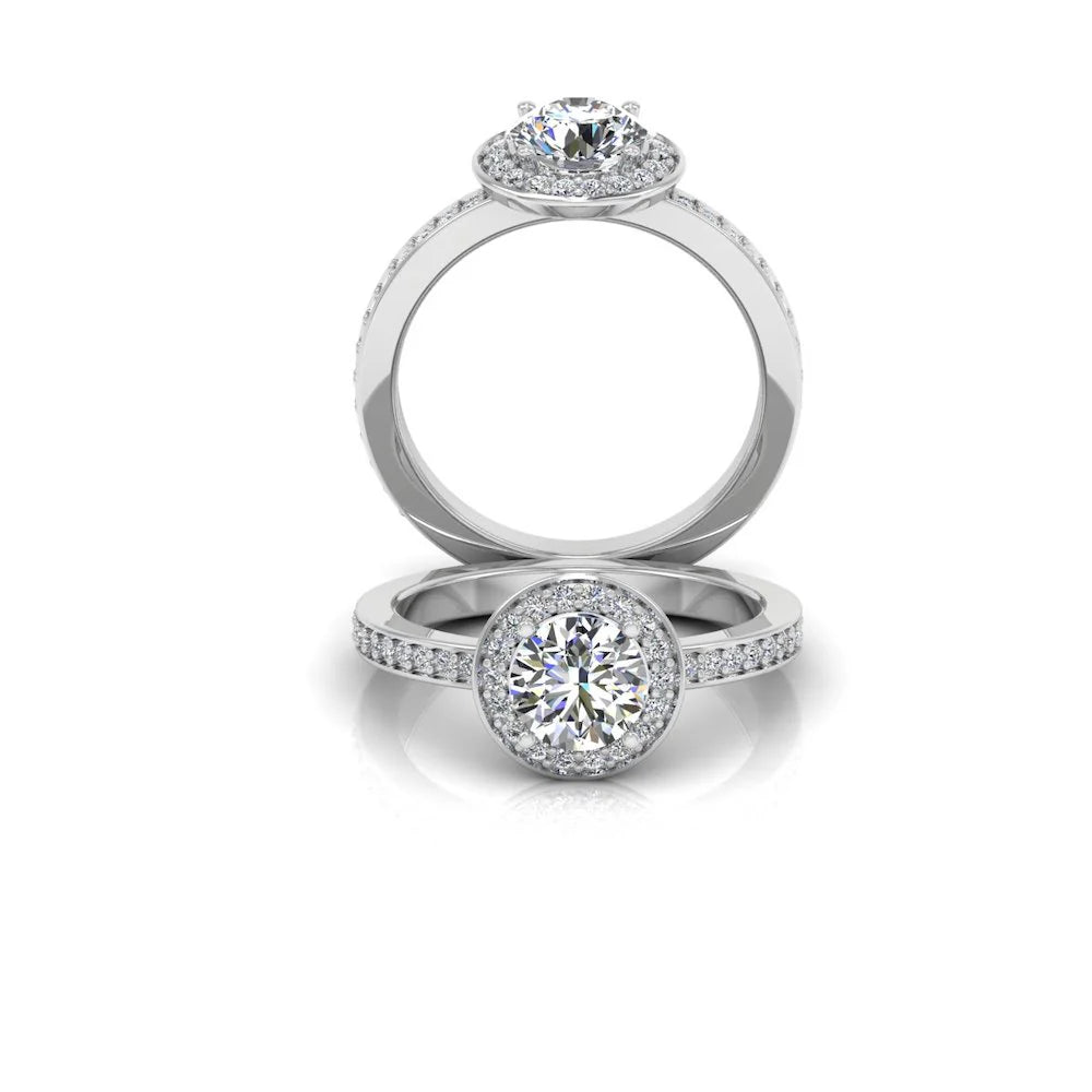 Round Halo Channel Set Moissanite Engagement Ring