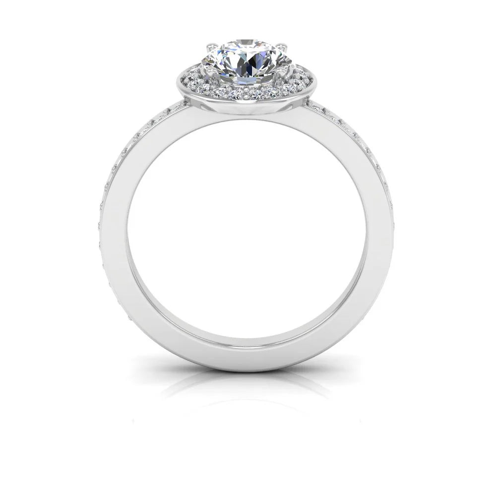 Round Halo Channel Set Moissanite Engagement Ring