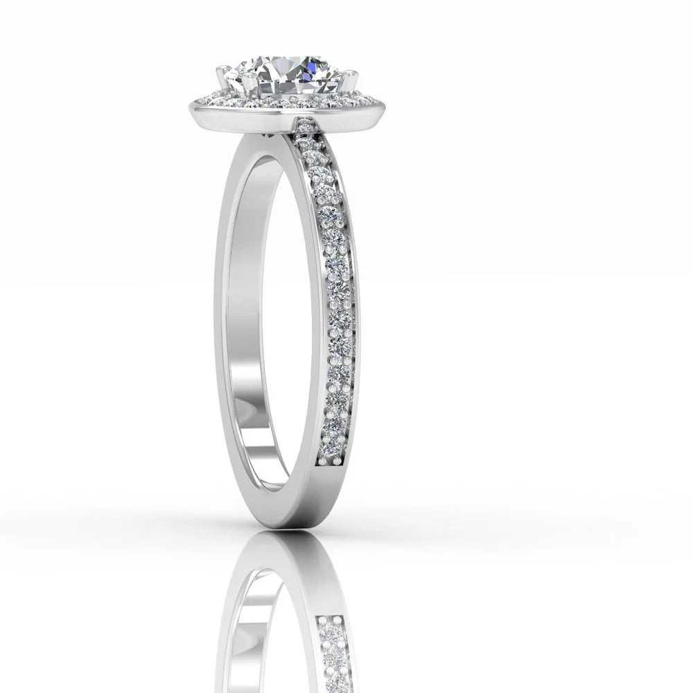 Round Halo Channel Set Moissanite Engagement Ring