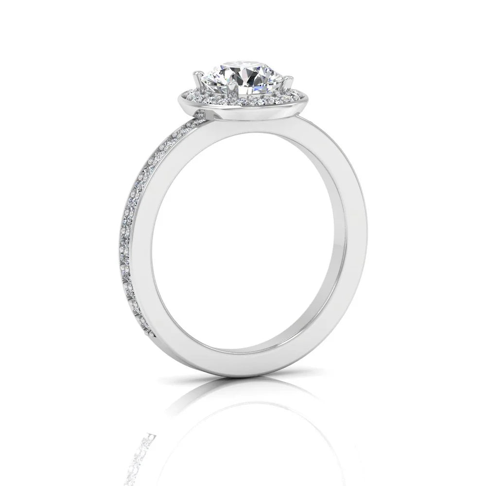 Round Halo Channel Set Moissanite Engagement Ring
