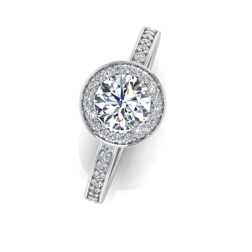 Round Halo Channel Set Moissanite Engagement Ring