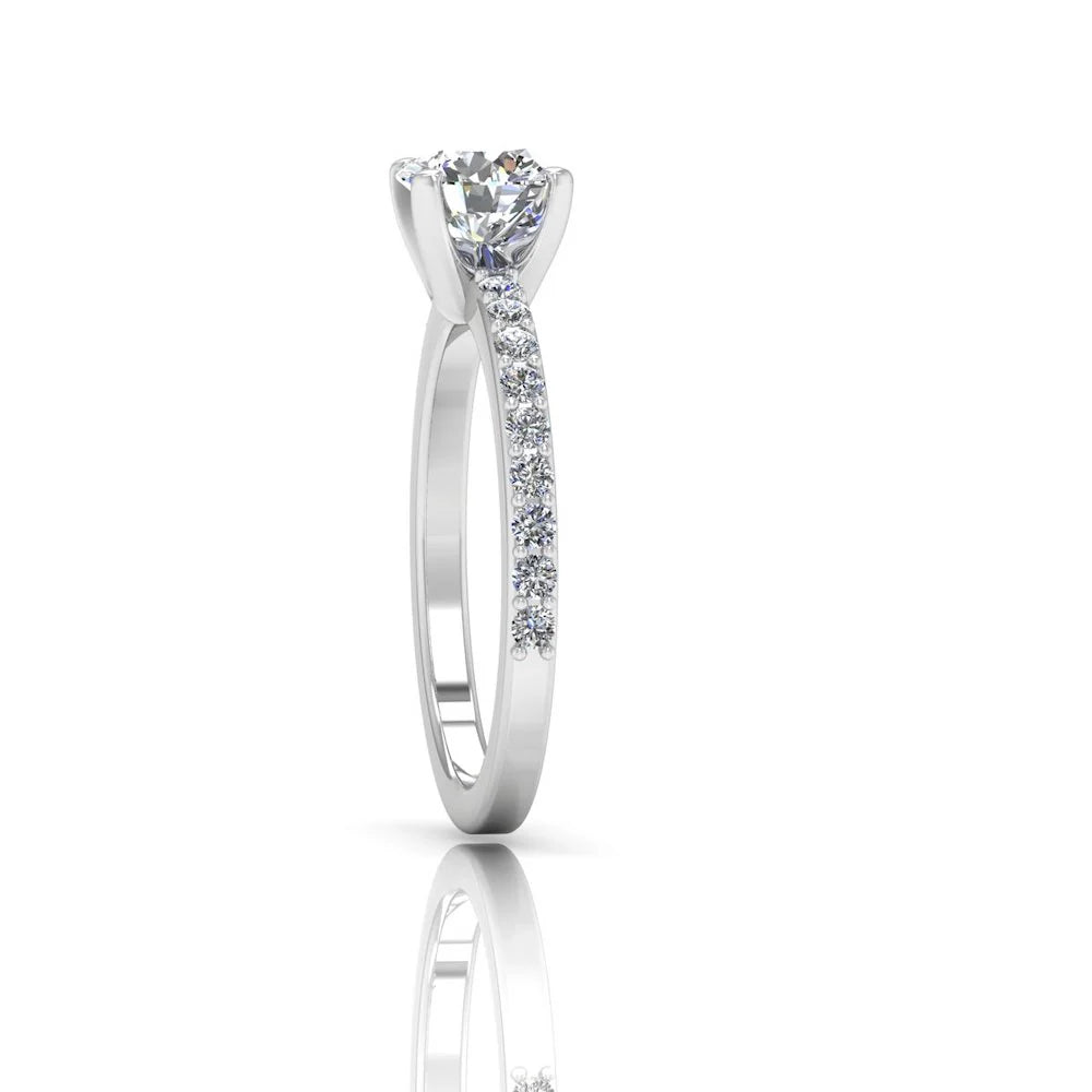 Semi Eternity Moissanite Brilliant Cut Engagement Ring