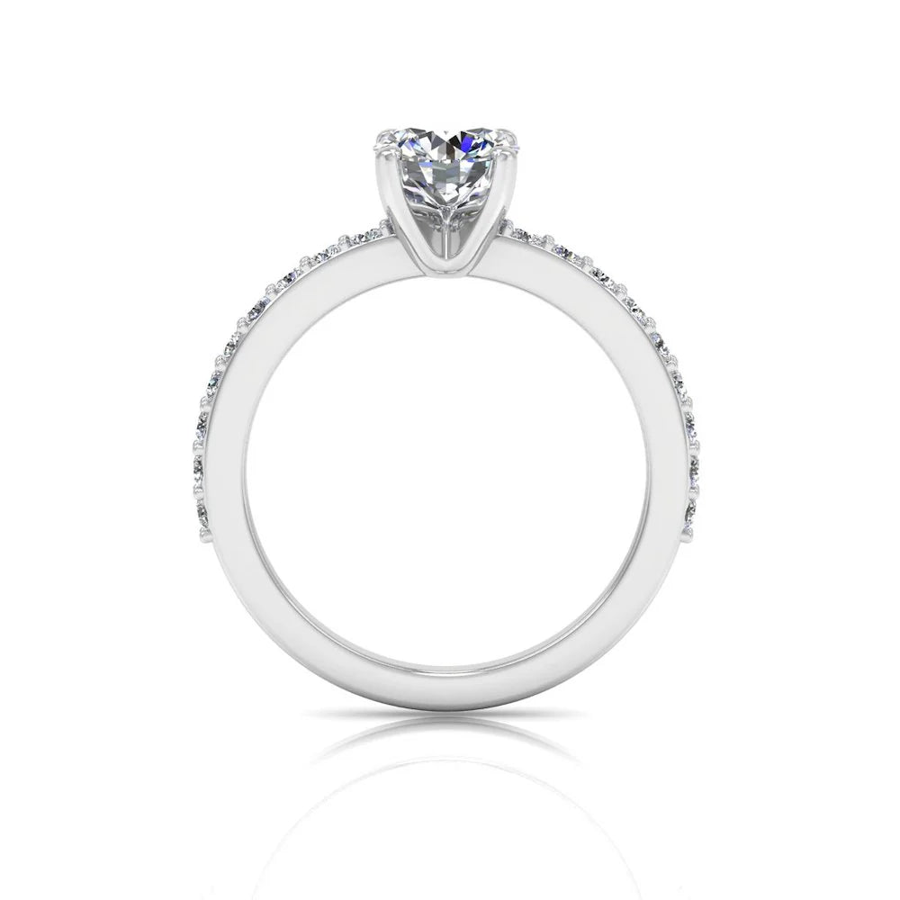 Semi Eternity Moissanite Brilliant Cut Engagement Ring