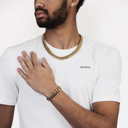 12MM Cuban Link Bracelet 14K Yellow Gold