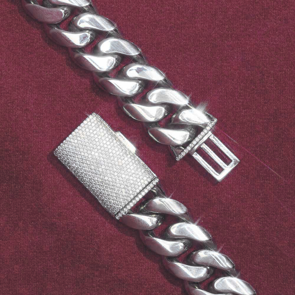 18MM Cuban Link Bracelet 14K White Gold