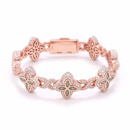 19MM Colored Moissanite 4-Leaf Clover Infinity Link Bracelet
