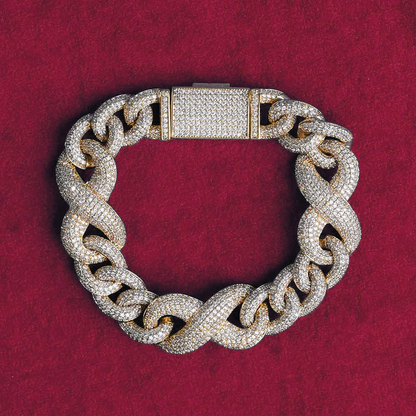 20MM Moissanite Infinity Link Bracelet 14K Gold