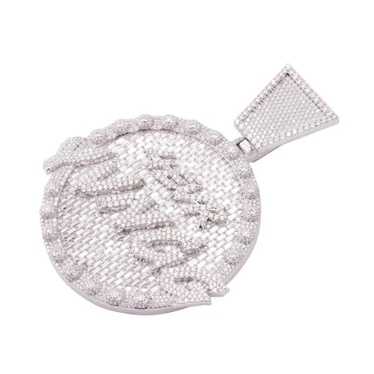 "4EVR YVNGG" Custom Moissanite Circle Pendant 14K White Gold